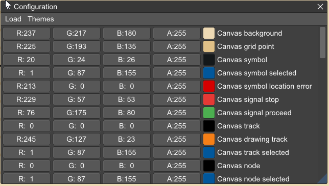 Settings window
